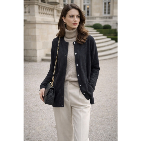 Sofie D'Hoore Sweaters - Sofie D’Hoore Cardigan W M 100% Cashmere Minimalist Quiet Luxury Soft Black Luxe